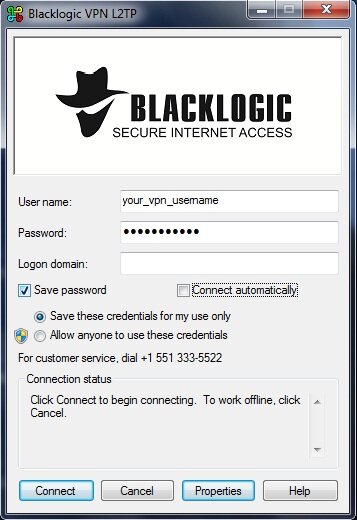 Connect to Blacklogic VPN