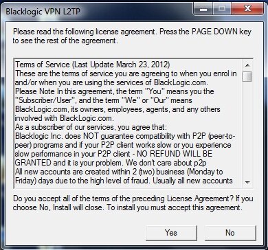 Virtual Private Network Connection License Agreement