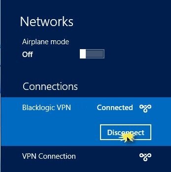 Disconnect from VPN on Windows 8